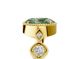 Yellow gold Fancy Green Oval  Cut Diamond Milgrain Marquise Band with Prong Setting_8