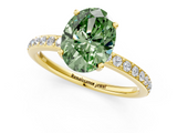 Yellow gold Fancy Green Oval  Cut Diamond Pavé Band Ring with Four-Prong Setting_24