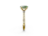 Yellow gold Fancy Green Oval  Cut Diamond Pavé Band Ring with Four-Prong Setting_25