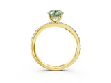 Yellow gold Fancy Green Oval  Cut Diamond Pavé Band Ring with Four-Prong Setting_26