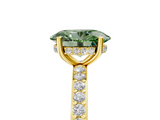 Yellow gold Fancy Green Oval  Cut Diamond Pavé Band Ring with Four-Prong Setting_28
