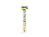 Yellow gold Fancy Green Oval Cut Diamond Pavé Band Solitaire Ring with Prong Setting_82