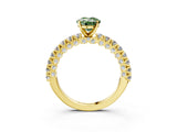 Yellow gold Fancy Green Oval Cut Diamond Pavé Band Solitaire Ring with Prong Setting_83
