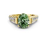 Yellow gold Fancy Green Oval  Cut Diamond Pavé Band Solitaire with Four-Prong Setting_15