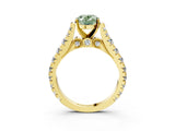 Yellow gold Fancy Green Oval  Cut Diamond Pavé Band Solitaire with Four-Prong Setting_18