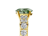 Yellow gold Fancy Green Oval  Cut Diamond Pavé Band Solitaire with Four-Prong Setting_20