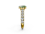 Yellow gold Fancy Green Oval  Cut Diamond Pavé Band Solitaire with Four-Prong Setting_5