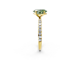 Yellow gold Fancy Green Oval  Cut Diamond Pavé Band Solitaire with Four-Prong Setting_5