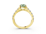 Yellow gold Fancy Green Oval  Cut Diamond Pavé Band Solitaire with Four-Prong Setting_6