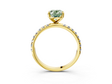 Yellow gold Fancy Green Oval  Cut Diamond Pavé Band Solitaire with Four-Prong Setting_6