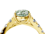 Yellow gold Fancy Green Oval  Cut Diamond Pavé Band Solitaire with Four-Prong Setting_7