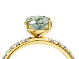 Yellow gold Fancy Green Oval  Cut Diamond Pavé Band Solitaire with Four-Prong Setting_7