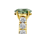 Yellow gold Fancy Green Oval  Cut Diamond Pavé Band Solitaire with Four-Prong Setting_8