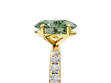 Yellow gold Fancy Green Oval  Cut Diamond Pavé Band Solitaire with Four-Prong Setting_8