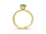 Yellow gold Fancy Green Oval  Cut Diamond Pavé Band with Four-Prong Setting_24
