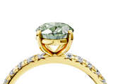 Yellow gold Fancy Green Oval  Cut Diamond Pavé Band with Four-Prong Setting_25