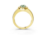 Yellow gold Fancy Green Oval Cut Diamond Pavé Halo Ring with Four-Prong Setting_39