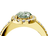 Yellow gold Fancy Green Oval Cut Diamond Pavé Halo Ring with Four-Prong Setting_40