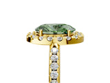 Yellow gold Fancy Green Oval Cut Diamond Pavé Halo Ring with Four-Prong Setting_41