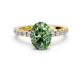 Yellow gold Fancy Green Oval Cut Diamond Pavé Solitaire Engagement Ring with Four-Prong Setting_53