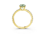 Yellow gold Fancy Green Oval Cut Diamond Pavé Solitaire Engagement Ring with Four-Prong Setting_56