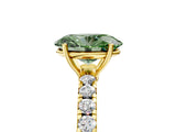 Yellow gold Fancy Green Oval Cut Diamond Pavé Solitaire Engagement Ring with Four-Prong Setting_58