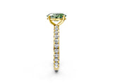 Yellow gold Fancy Green Oval Cut Diamond Pavé Solitaire Ring with Round Band and Prong Setting_14