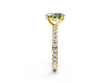 Yellow gold Fancy Green Oval Cut Diamond Pavé Solitaire Ring with Round Band and Prong Setting_26