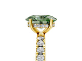 Yellow gold Fancy Green Oval Cut Diamond Pave Band Solitaire Ring with Four-Prong Setting_63