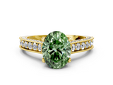 Yellow gold Fancy Green Oval  Cut Diamond Pave Band with Four-Prong Setting_35