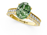 Yellow gold Fancy Green Oval  Cut Diamond Pave Band with Four-Prong Setting_36