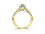 Yellow gold Fancy Green Oval  Cut Diamond Pave Band with Four-Prong Setting_38