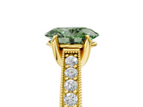 Yellow gold Fancy Green Oval  Cut Diamond Pave Band with Four-Prong Setting_40