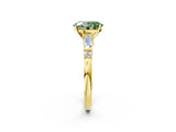 Yellow gold Fancy Green Oval  Cut Diamond Ring with Baguette Side Stones, Channel Set Band, and Four-Prong Setting_26