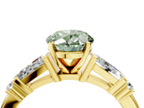Yellow gold Fancy Green Oval  Cut Diamond Ring with Baguette Side Stones, Channel Set Band, and Four-Prong Setting_28