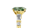 Yellow gold Fancy Green Oval  Cut Diamond Ring with Baguette Side Stones, Channel Set Band, and Four-Prong Setting_29