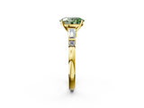 Yellow gold Fancy Green Oval  Cut Diamond Ring with Baguette Side Stones, Channel Set Band, and Four-Prong Setting_5