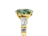 Yellow gold Fancy Green Oval  Cut Diamond Ring with Baguette Side Stones, Channel Set Band, and Four-Prong Setting_8