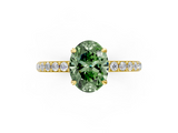 Yellow gold Fancy Green Oval  Cut Diamond Ring with Pavé Band and Four-Prong Setting_30