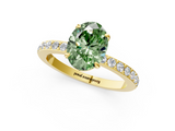 Yellow gold Fancy Green Oval  Cut Diamond Ring with Pavé Band and Four-Prong Setting_31
