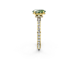 Yellow gold Fancy Green Oval  Cut Diamond Ring with Pavé Band and Four-Prong Setting_32