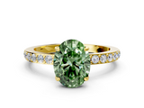 Yellow gold Fancy Green Oval  Cut Diamond Ring with Pavé Band and Four-Prong Setting_36