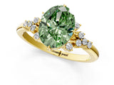 Yellow gold Fancy Green Oval Cut Diamond Ring with Side Stones and Four-Prong Setting_13