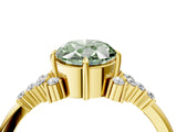 Yellow gold Fancy Green Oval Cut Diamond Ring with Side Stones and Four-Prong Setting_16