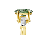 Yellow gold Fancy Green Oval  Cut Diamond Ring with Tapered Baguette Side Stones in Four-Prong Setting_8