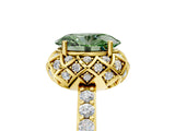 Yellow gold Fancy Green Oval Cut Diamond Scalloped Halo Engagement Ring with Round Shared Prong Band_17