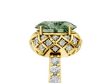 Yellow gold Fancy Green Oval Cut Diamond Scalloped Halo Engagement Ring with Round Shared Prong Band_29