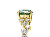 Yellow gold Fancy Green Oval Cut Diamond Scattered Round Accent Ring with Prong Setting_18