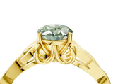 Yellow gold Fancy Green Oval Cut Diamond Solitaire Celtic Knot Ring with Four-Prong Setting_79