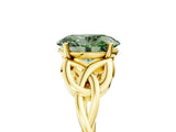Yellow gold Fancy Green Oval Cut Diamond Solitaire Celtic Knot Ring with Four-Prong Setting_80